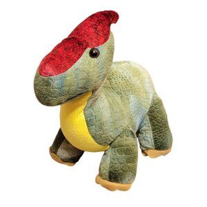 Hugfun Dinosaur Parsaur Green Red Head Plush Stuffed Animal Toy 12"